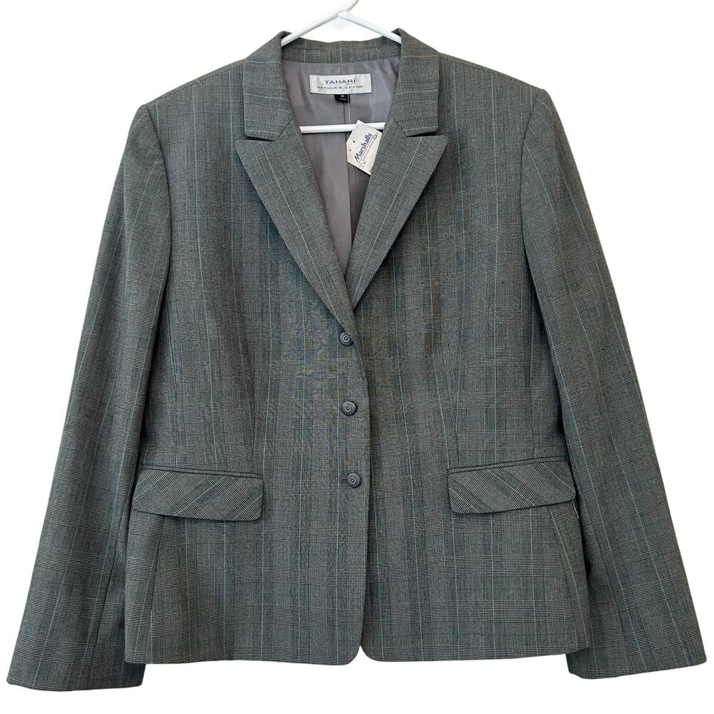 New Tahari Arthur S. Levine Gray Plaid Blazer plus 18 tailored Career Jacket - Picture 2 of 12